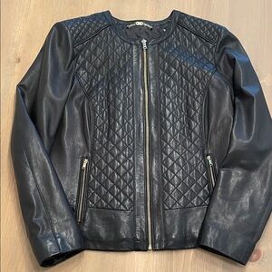 Cole Haan Black Quilted Leather Jacket